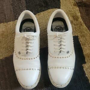 Elegant White Studded Women's Athletic Shoes